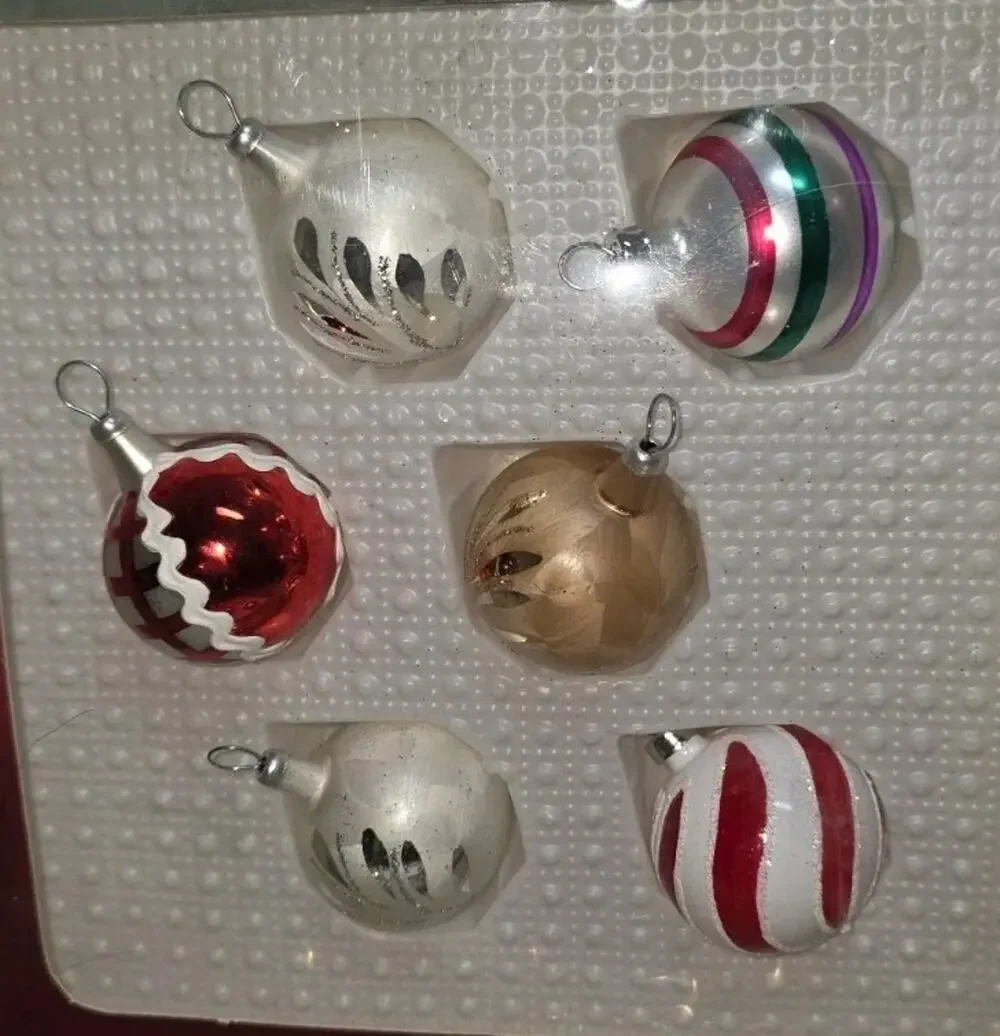 Vtg Holiday Time HandCrafted Round Glass Ornaments Mini Christmas 2 Boxes NIB